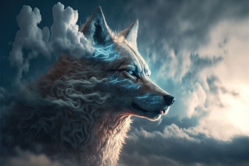 Afbeeldingen van Sky wolf in the clouds