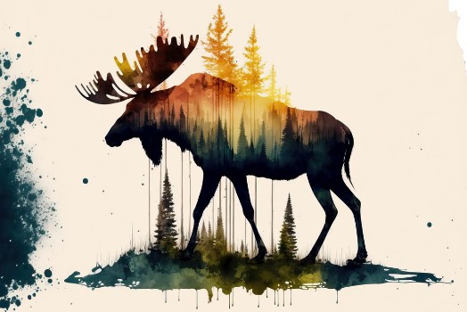 Picture of Aquarelle moose