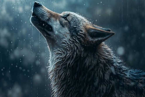 Afbeeldingen van Wolf in the rain