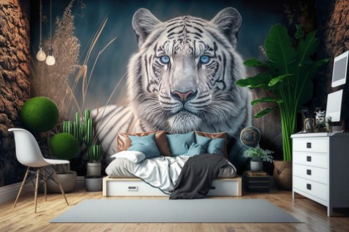 Afbeeldingen van White Bengal Tiger with Blue Eyes