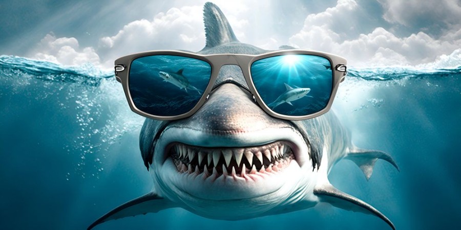 Afbeeldingen van Ocean shark in sunglasses