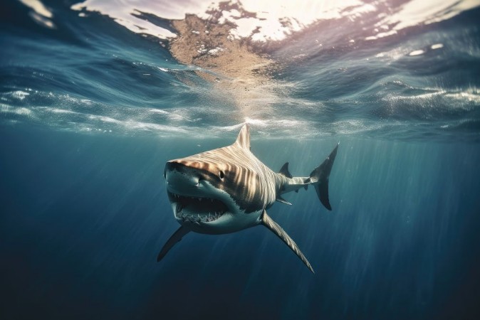Afbeeldingen van Big white shark in the ocean