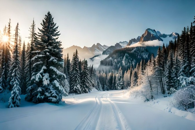 Winter landscape photowallpaper Scandiwall