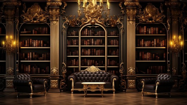 Bild på Golden bookshelves