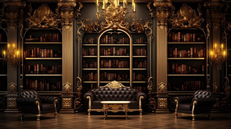 Bild på Golden bookshelves