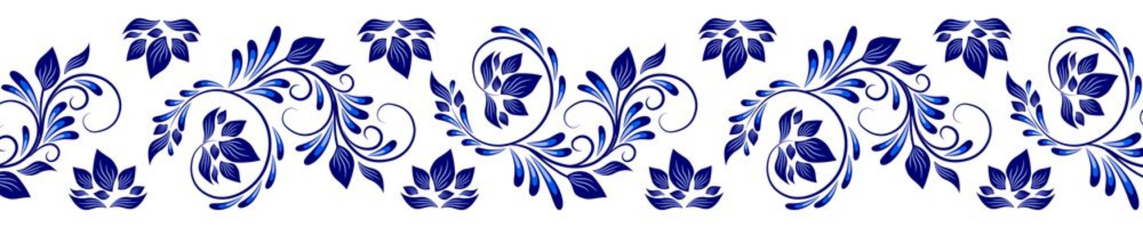 Afbeeldingen van Blue on white floral border