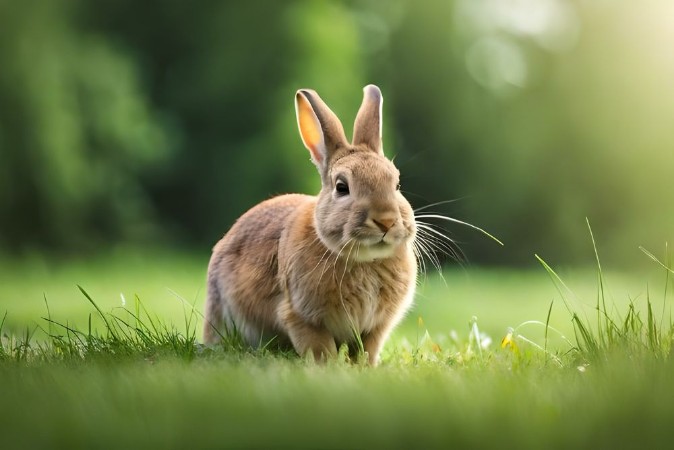 rabbit on the grass photowallpaper Scandiwall