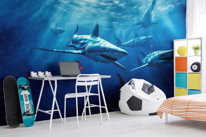 Image de Requins nageant en haute mer