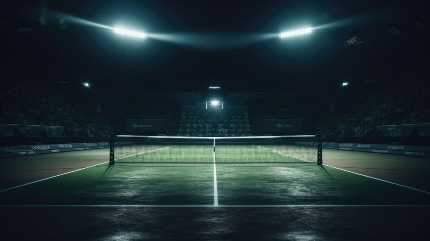 Afbeeldingen van Tennis Court with Spotlights