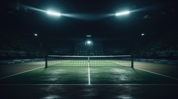 Tennis Court with Spotlights photowallpaper Scandiwall