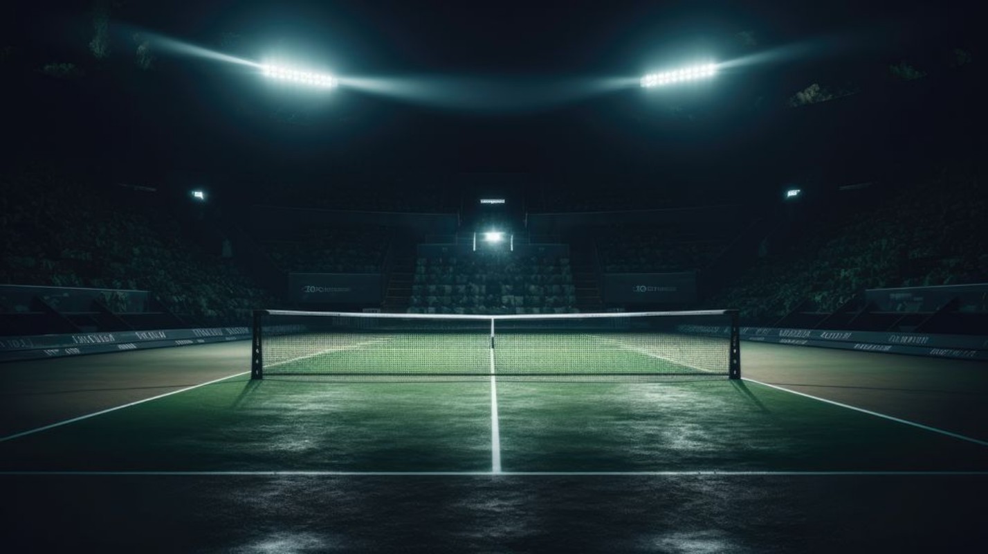 Bild von Tennisplatz mit Flutlicht