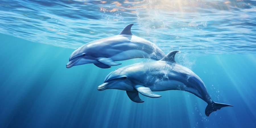 Pair of dolphins photowallpaper Scandiwall