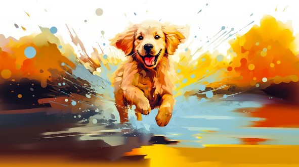 Golden retriever puppy photowallpaper Scandiwall