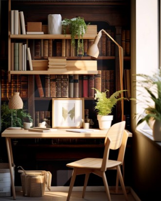 Afbeeldingen van Intricate wooden bookshelf I