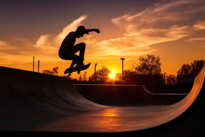 Skate park at sunset photowallpaper Scandiwall