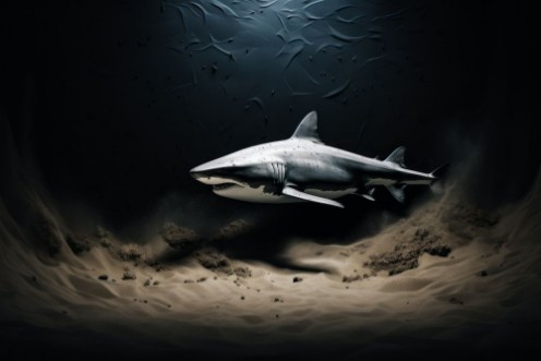 shark in sandy depths photowallpaper Scandiwall