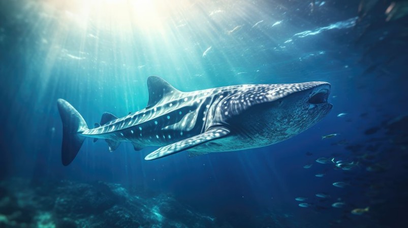 Afbeeldingen van A large whale swimming