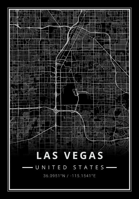 Afbeeldingen van Street Map Art of Las Vegas