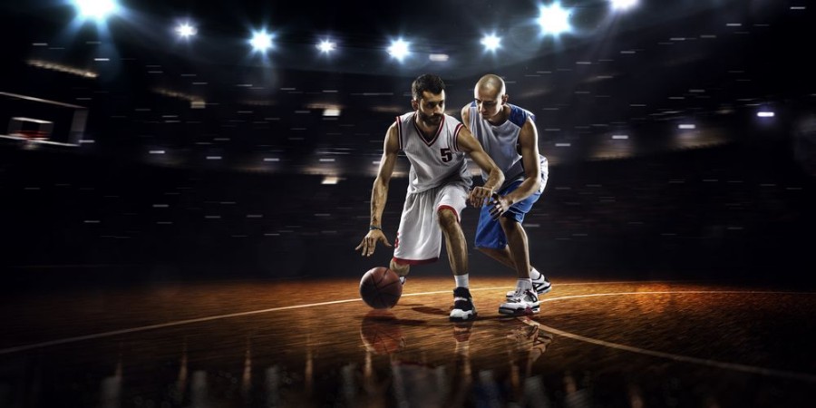 Two Basketball Players in Action photowallpaper Scandiwall