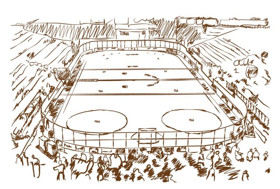 Afbeeldingen van Ice skating stadium sketch in vector