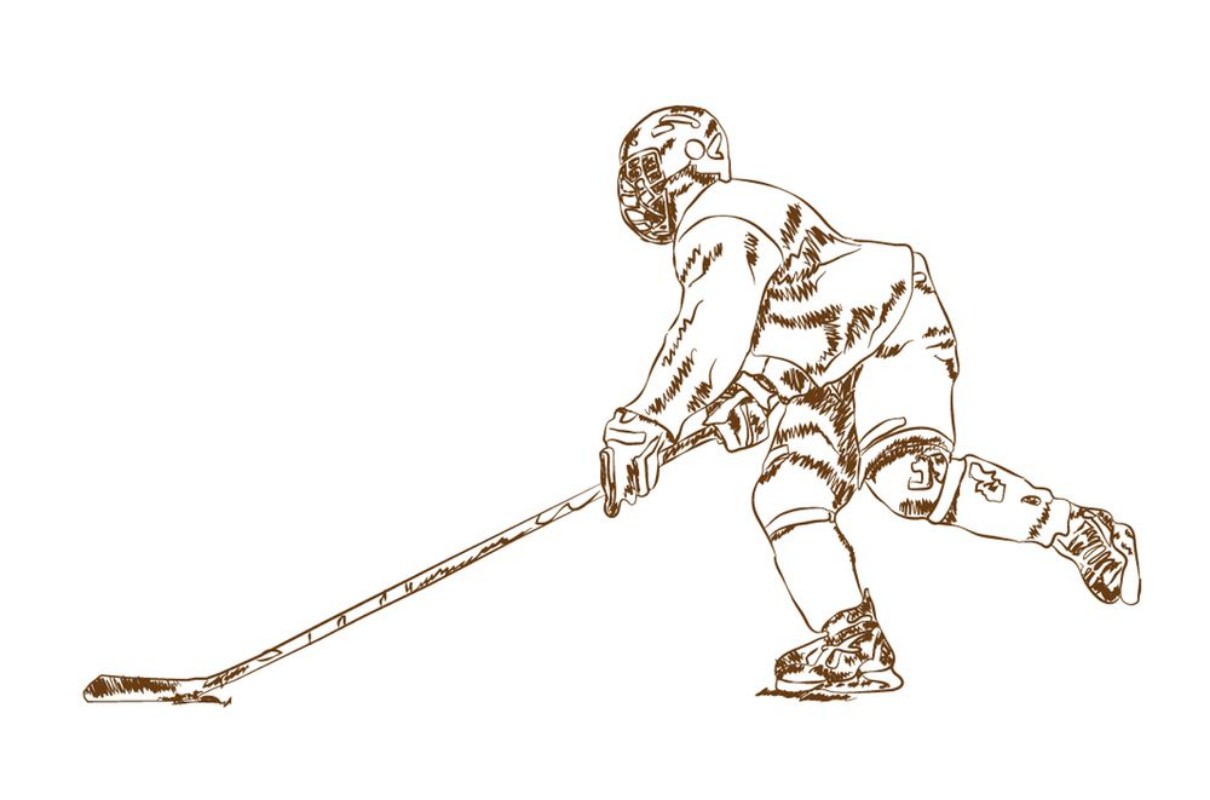 Afbeeldingen van Sketch of ice hockey player in vector illustration