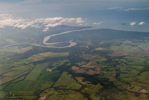 Bild på Aerial view of river Chepo mouth souther coast of Panama
