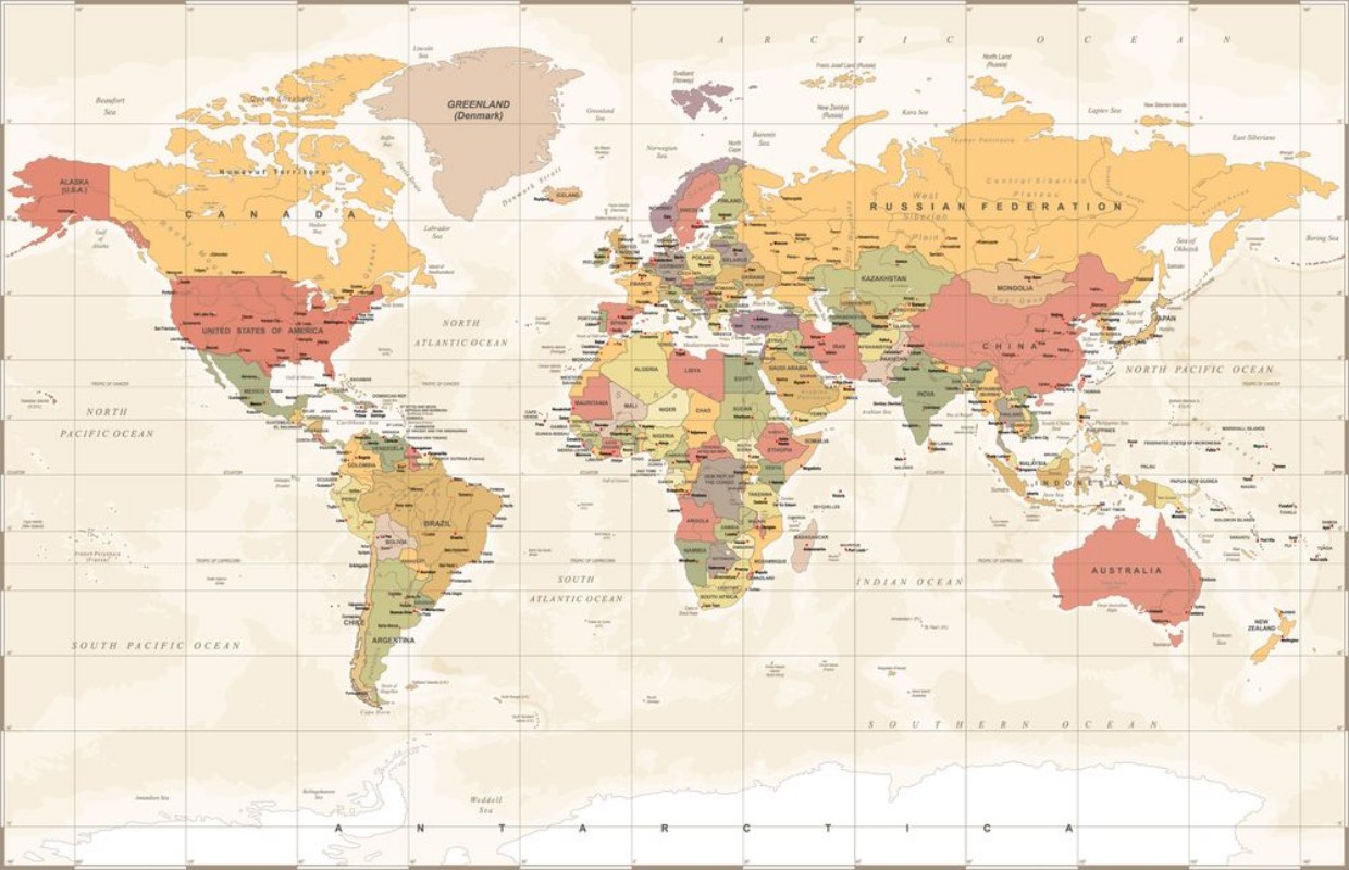 Bild på Vintage World Map - Vector Illustration