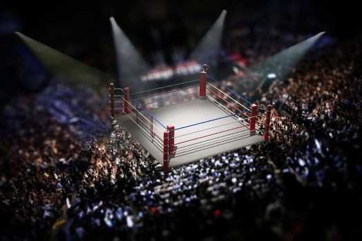 Bild på Empty boxing ring surrounded with spectators 3D illustration