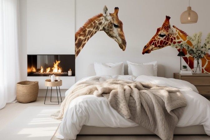 Bild på Giraffe heads isolated on white background
