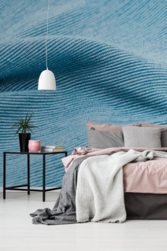 Picture of Blue linen texture fabric wavy