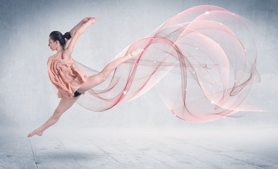 Picture of Dancing ballet performance artist with abstract swirl