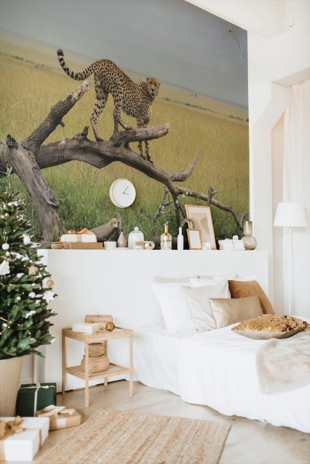 Picture of Cheetah on a branch in Masai Mara Park in savanna