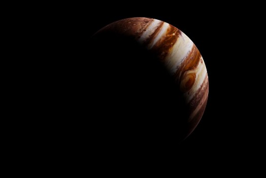 Picture of Sunrise on planet Jupiter isolated on black background
