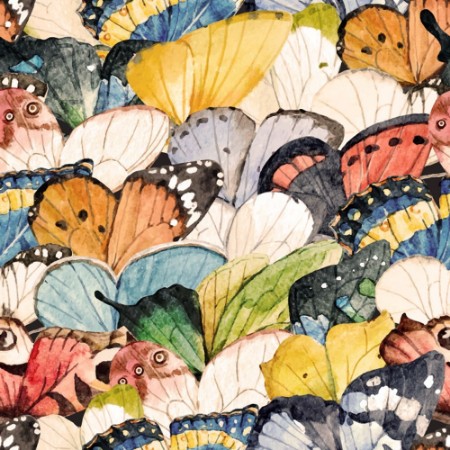 Bild på Watercolor butterfly vector pattern