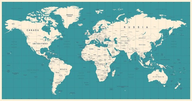 Bild på World Map Vintage Vector Detailed illustration of worldmap
