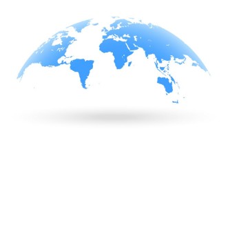 Bild på Blue world map globe isolated on white background