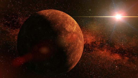 Afbeeldingen van Planet Mercury the stars and the Sun