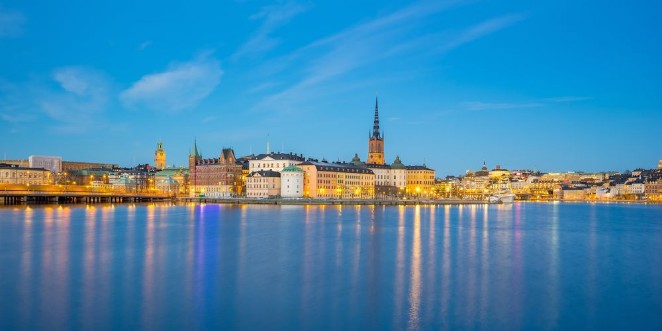 Bild på Night view of Stockholm city skyline in Sweden