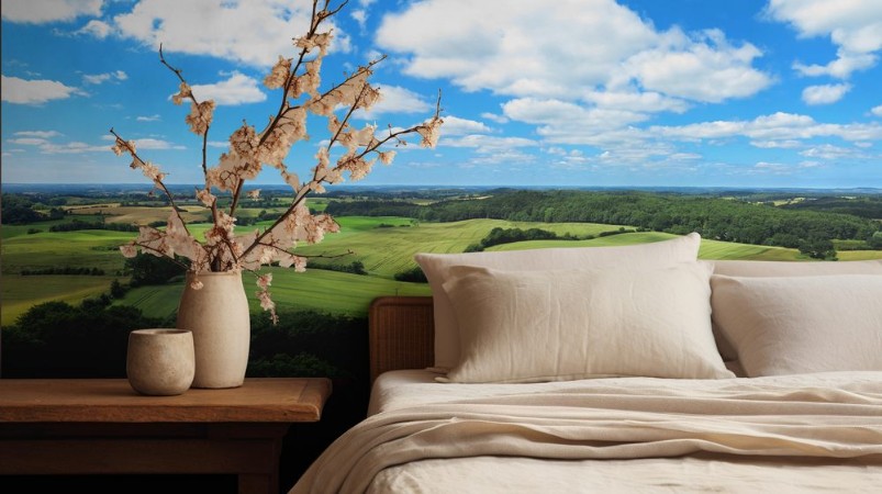 Image de Landschaft mit Hgeln und Getreidefeldern Panorama