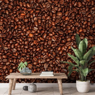 Bild på Dark many roasted coffee beans texture background