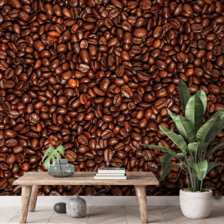 Picture of Dark many roasted coffee beans texture background