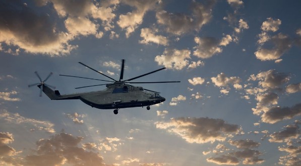 Picture of Military Transport helicopter at the sky largest production helicopter