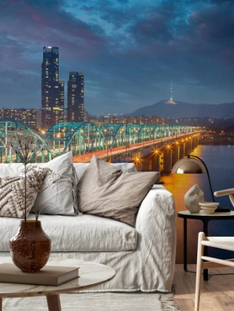 Picture of Seoul Image of Seoul South Korea with Dongjak Bridge and Hangang river at twilight 