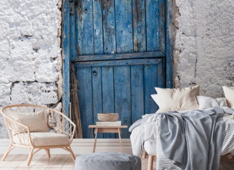 Image de Verfallene alte blaue Tr auf den Kykladen in Griechenland