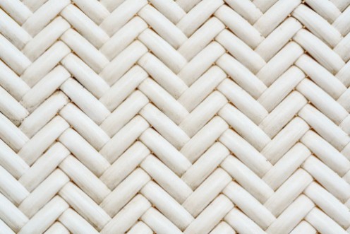Afbeeldingen van Close up synthetic white rattan weaving the seat of a chair