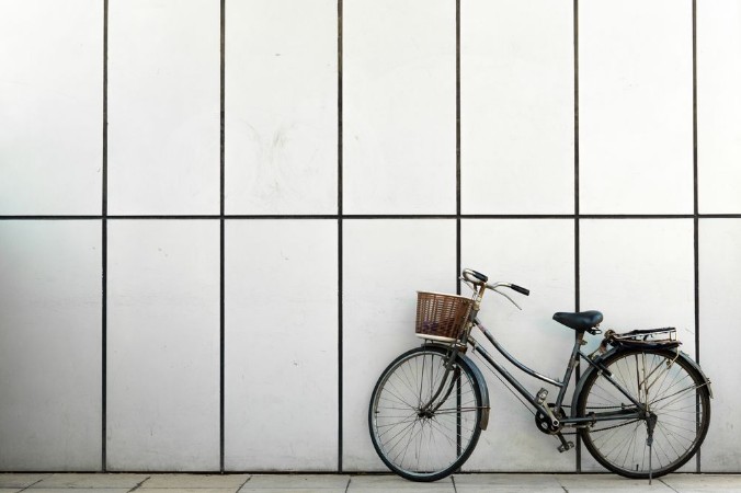Picture of City Bicycle with White Tiles Background