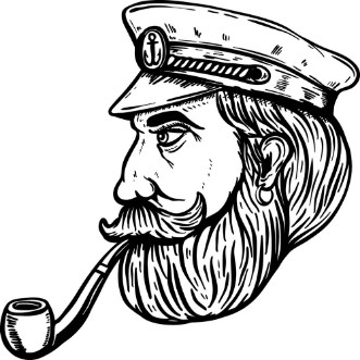 Bild på Illustration of sea captain with smoking pipe isolated on white background Design element for poster t-shirt Vector illustration