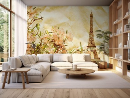 Afbeeldingen van Grunge background with texture of old paper and Eiffel tower