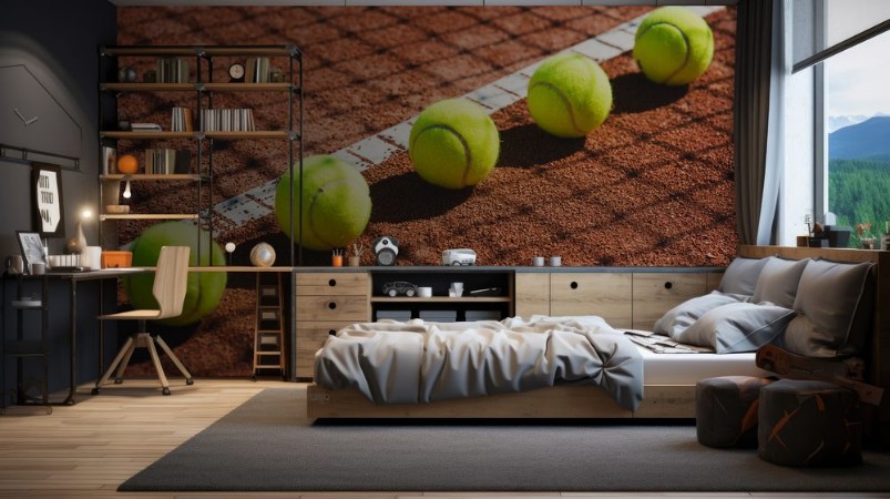 Image de Tennis court line with balls