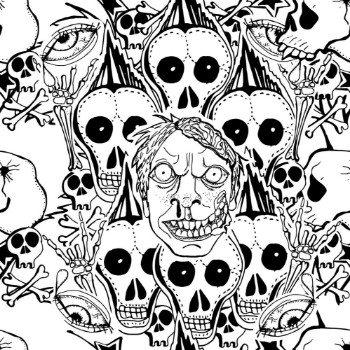 Picture of Skulls zombie Vector seamles pattern